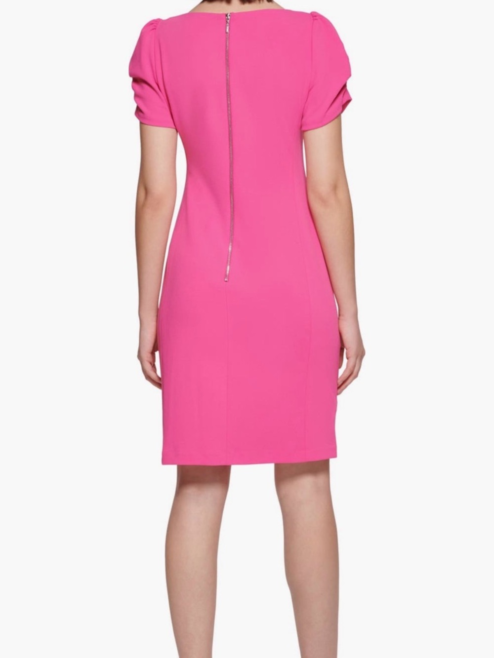 Side Ruched Scuba Crepe Sheath Dress - Picture 2 of 6